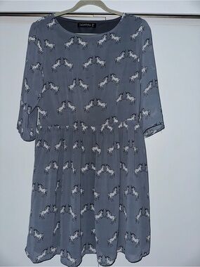 Gray unicorn Print Dress